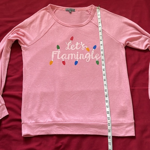 PJ Salvage Sz M Pink Graphic "Let's Flamingle" Thermal Top - Picture 14 of 15